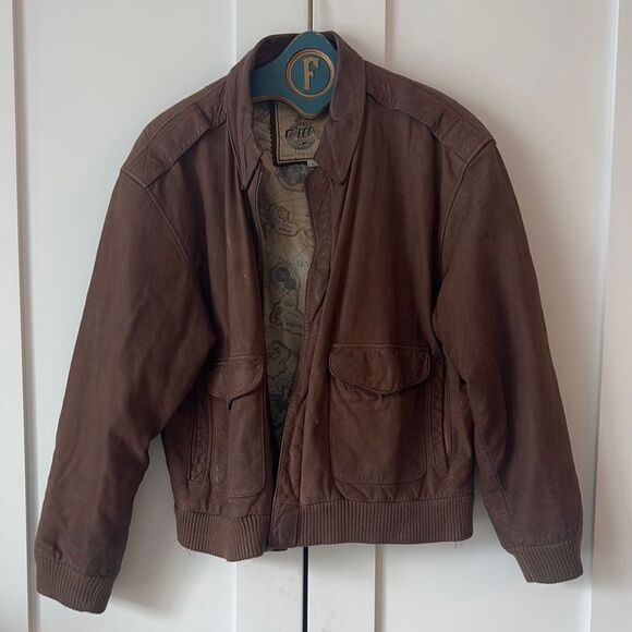 Vintage Other - Vintage Brown Leather Bomber Jacket - M